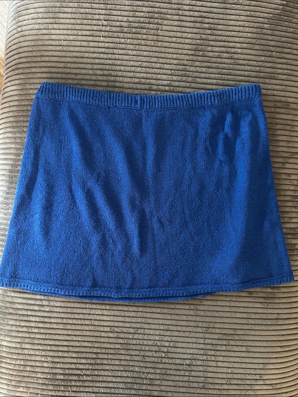 Blue Women's Knit Mini Beach Skirt - Towel / Swimmy Coverup